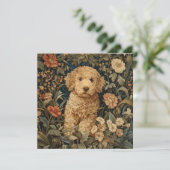 Goldendoodle Puppy William Morris Style Party Bedankkaart (Staand voorkant)
