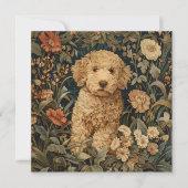 Goldendoodle Puppy William Morris Style Party Bedankkaart (Voorkant)