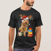 Goldendoodle Reindeer Santa Christmas Funny Dog Pa T-shirt (Voorkant)