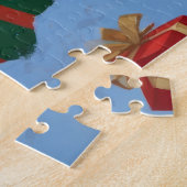 Goldendoodle Rent in de Sneeuw met Kerstmuts Legpuzzel (Zijkant)
