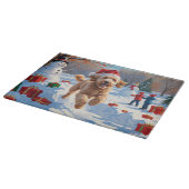 Goldendoodle Rent in de Sneeuw met Kerstmuts Snijplank (Hoek)