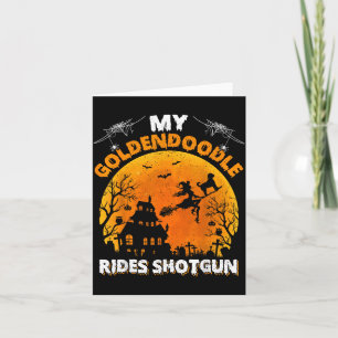 Goldendoodle Rijdt Schot Goldendoodle Hond Hallowe Kaart