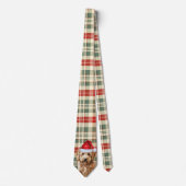 Goldendoodle Rood Groen Plaid Vakantie Kerstmis Stropdas (Voorkant)