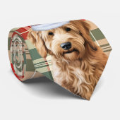 Goldendoodle Rood Groen Plaid Vakantie Kerstmis Stropdas (Opgerold)