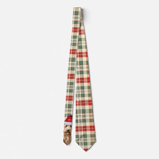 Goldendoodle Rood Groen Plaid Vakantie Kerstmis Stropdas (Achterkant)