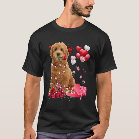 Goldendoodle Rose Heart Happy Valentine Day Dog Mo T-shirt (Voorkant)