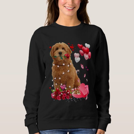 Goldendoodle Rose Heart Happy Valentine Day Dog Mo Trui (Voorkant)
