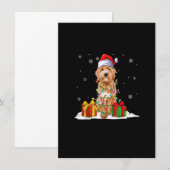 Goldendoodle Santa Christmas Tree Lights Xmas Paja Kaart (Voorkant / Achterkant)
