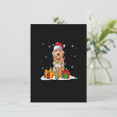 Goldendoodle Santa Christmas Tree Lights Xmas Paja Kaart (Staand voorkant)