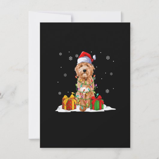 Goldendoodle Santa Christmas Tree Lights Xmas Paja Kaart (Voorkant)