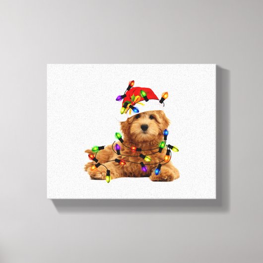 Goldendoodle Santa Dog Canvas Afdruk (Voorkant)