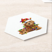 Goldendoodle Santa Dog Kartonnen Onderzetters (Schuin)