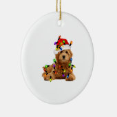 Goldendoodle Santa Dog Keramisch Ornament (Rechts)