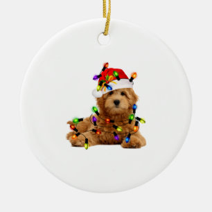 Goldendoodle Santa Dog Keramisch Ornament