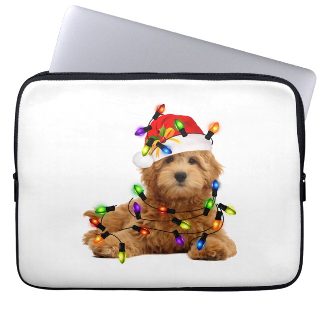 Goldendoodle Santa Dog Laptop Sleeve (Voorkant)