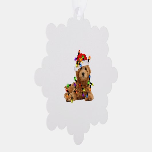 Goldendoodle Santa Dog Ornament Kaart (Rechts)