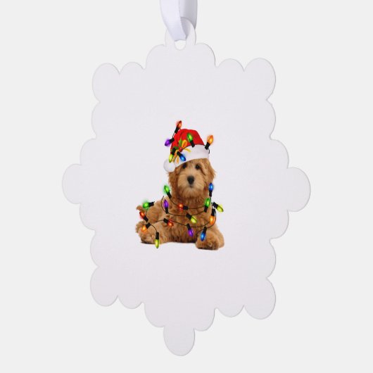 Goldendoodle Santa Dog Ornament Kaart (Links)