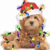 Goldendoodle Santa Dog Sticker (Voorkant)