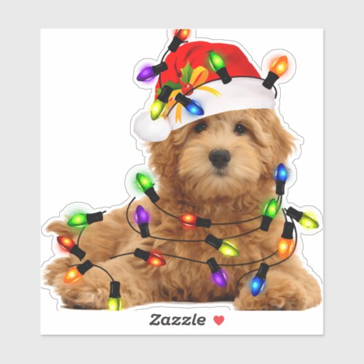 Goldendoodle Santa Dog Sticker (Vel)