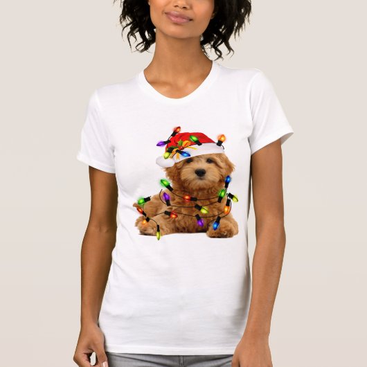 Goldendoodle Santa Dog T-shirt (Voorkant)