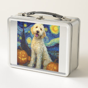 Goldendoodle Schattige Hond Halloween Jack O Lante