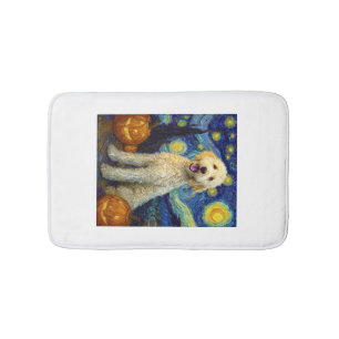 Goldendoodle Schattige Hond Halloween Jack O Lante Badmat