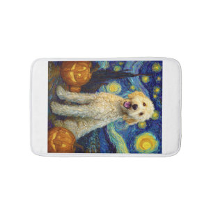 Goldendoodle Schattige Hond Halloween Jack O Lante Badmat