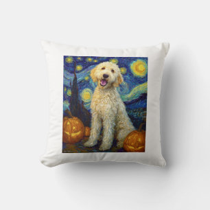 Goldendoodle Schattige Hond Halloween Jack O Lante Kussen
