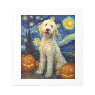 Goldendoodle Schattige Hond Halloween Jack O Lante Notitieblok