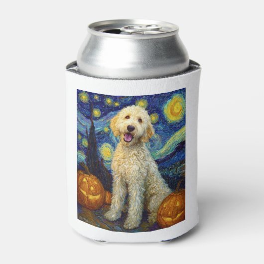 Goldendoodle Schattigee Hond Halloween Jack O Lant Blikjeskoeler (Blikje Voorkant)