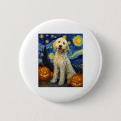 Goldendoodle Schattigee Hond Halloween Jack O Lant Ronde Button 5,7 Cm (Voorkant)