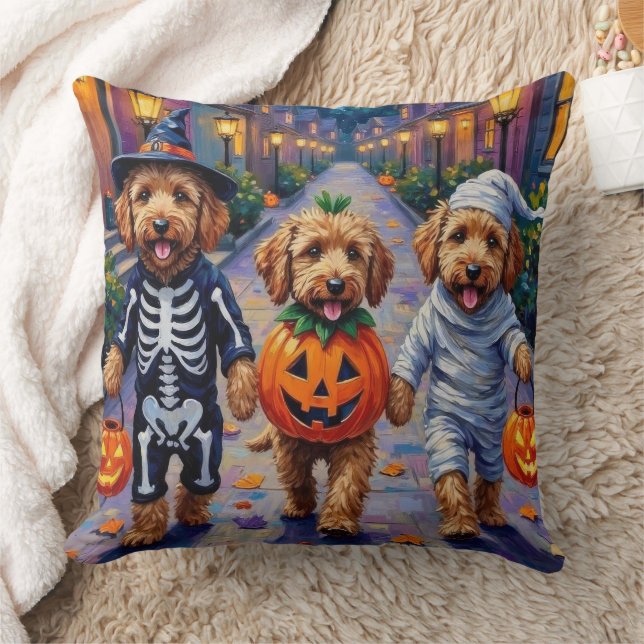 Goldendoodle Snoep vragen Halloween Kostuums Kussen (Deken)
