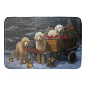 Goldendoodle Snowy Sleigh Kerst Decor Badmat (Voorkant)