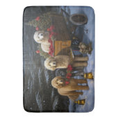Goldendoodle Snowy Sleigh Kerst Decor Badmat (Voorkant Verticaal)
