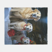 Goldendoodle Snowy Sleigh Kerst Decor Fleece Deken (Voorkant (Horizontaal))