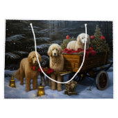 Goldendoodle Snowy Sleigh Kerst Decor Groot Cadeauzakje (Achterkant)