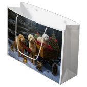Goldendoodle Snowy Sleigh Kerst Decor Groot Cadeauzakje (Voorkant Gekanteld)