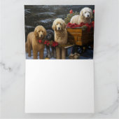 Goldendoodle Snowy Sleigh Kerst Decor Kaart (Binnen)