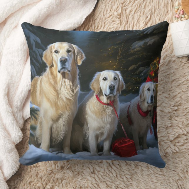 Goldendoodle Snowy Sleigh Kerst Decor Kussen (Deken)