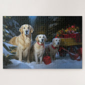 Goldendoodle Snowy Sleigh Kerst Decor Legpuzzel (Horizontaal)