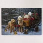 Goldendoodle Snowy Sleigh Kerst Decor Legpuzzel (Horizontaal)