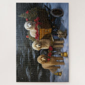 Goldendoodle Snowy Sleigh Kerst Decor Legpuzzel (Verticaal)