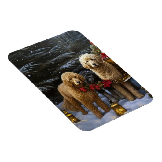 Goldendoodle Snowy Sleigh Kerst Decor Magneet (Rechterzijde)