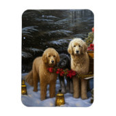 Goldendoodle Snowy Sleigh Kerst Decor Magneet (Verticaal)