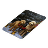 Goldendoodle Snowy Sleigh Kerst Decor Magneet (Linkerzijde)