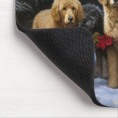 Goldendoodle Snowy Sleigh Kerst Decor Muismat (Hoek)