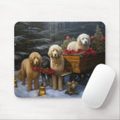 Goldendoodle Snowy Sleigh Kerst Decor Muismat (Met muis)