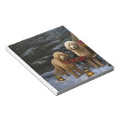 Goldendoodle Snowy Sleigh Kerst Decor Notitieblok (Schuin)