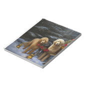 Goldendoodle Snowy Sleigh Kerst Decor Notitieblok (Linkerzijde)