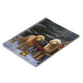 Goldendoodle Snowy Sleigh Kerst Decor Notitieboek (Linkerzijde)